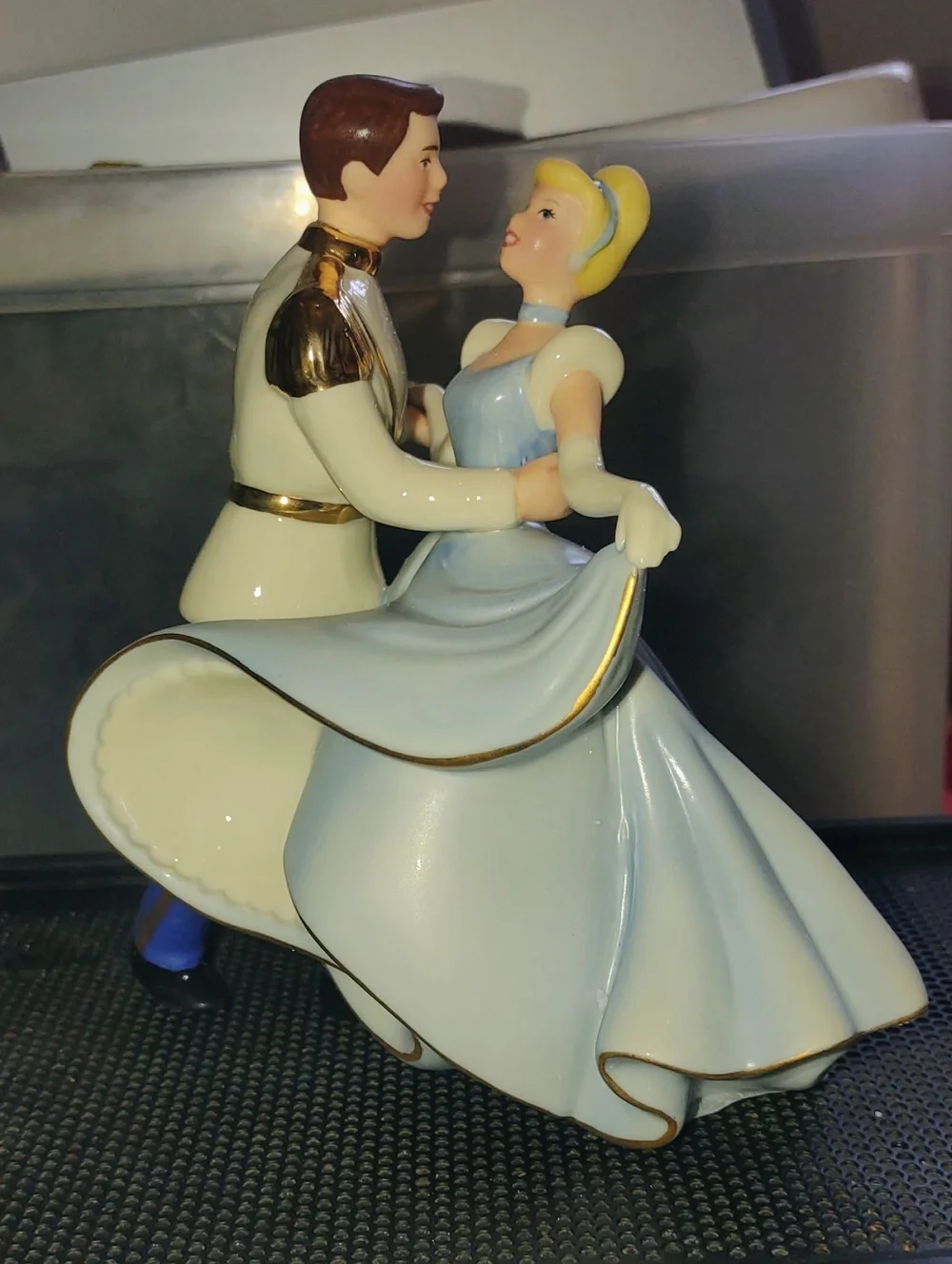 Lenox  Cinderella and Prince Figurine in Light Blue, White and Gold Cake topper
